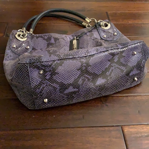 Cynthia Rowley Purplish Blue Leather Snakeskin Print Shoulder Bag EUC - Picture 4 of 11